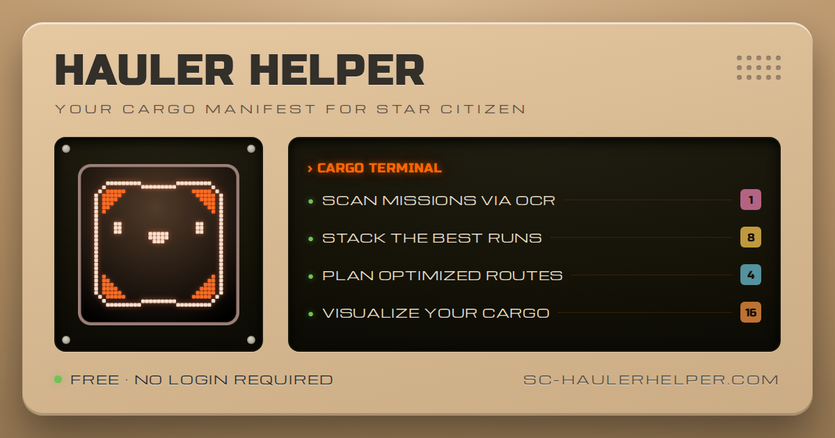 SC Hauler Helper — Star Citizen Mission Planner & Route Optimizer